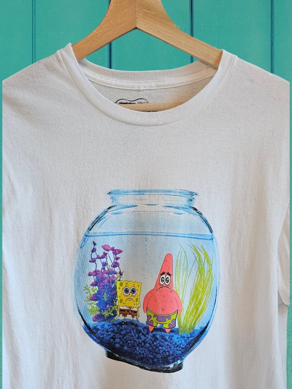 L Spongebob Squarepants Unisex T Shirt White Short Sleeve